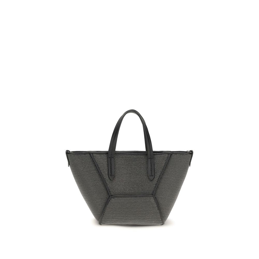 Brunello Cucinelli Black Calf Leather Bos Taurus Shoulder Bag