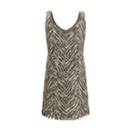 Brunello Cucinelli Beige Paper Cocktail Dress