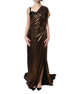 Dolce & Gabbana Bronze Asymmetrical Draping OneShoulder Dress