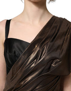 Dolce & Gabbana Bronze Asymmetrical Draping OneShoulder Dress