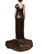 Dolce & Gabbana Bronze Asymmetrical Draping OneShoulder Dress