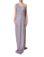 Dolce & Gabbana Purple Crystal OneShoulder EveningGown Dress