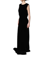 Dolce & Gabbana Black Viscose Velvet Floor Length Gown Dress