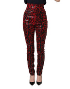 Dolce & Gabbana Red Leopard Skinny High Waist Denim Jeans
