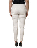 Dolce & Gabbana White Tattered Skinny Cotton Denim Jeans