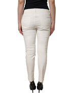 Dolce & Gabbana White Tattered Skinny Cotton Denim Jeans