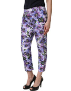 Dolce & Gabbana Multicolor Floral Print CroppedTrouser Pants