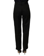 Dolce & Gabbana Black Tapered Leg Dress Cotton Trousers Pants