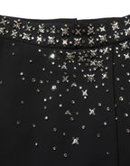 Dolce & Gabbana Black Crystal Embellished High Slit Skirt
