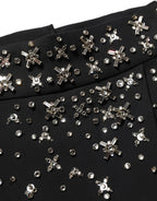 Dolce & Gabbana Black Crystal Embellished High Slit Skirt