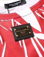 Dolce & Gabbana Red White Abstract Cotton Sleeveless Tank Top