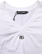 Dolce & Gabbana White Logo Embroidered Tie Waist Cropped Top