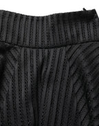 PINKO Cotton Striped Flared Silhouette Aline Midi Black