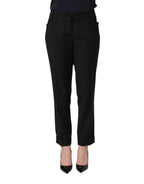 Dolce & Gabbana Black Mid Waisted Polyester Trouser Pants