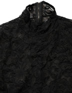 Dolce & Gabbana Black Floral Lace Turtle Neck Long Sleeve Top