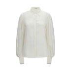 Brunello Cucinelli White Silk Blouse