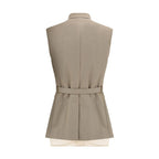 Brunello Cucinelli Beige Cotton Sleveless Jacket