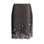 Prada Gray Silk Midi Skirt