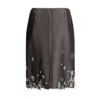 Prada Gray Silk Midi Skirt