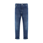 Brunello Cucinelli Blue Cotton Straight-Leg Jeans