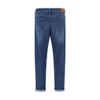 Brunello Cucinelli Blue Cotton Straight-Leg Jeans