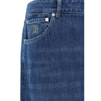Brunello Cucinelli Blue Cotton Straight-Leg Jeans