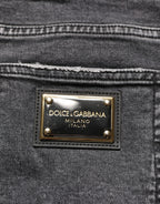 Dolce & Gabbana Dark Grey Distressed Mid Waist Denim Jeans