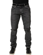 Dolce & Gabbana Dark Grey Distressed Mid Waist Denim Jeans