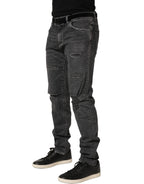 Dolce & Gabbana Dark Grey Distressed Mid Waist Denim Jeans