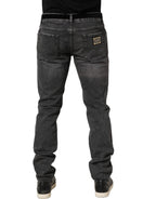 Dolce & Gabbana Dark Grey Distressed Mid Waist Denim Jeans