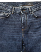 Dolce & Gabbana Dark Blue Washed Mid Waist Straight Men Denim Jeans