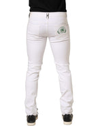 Dolce & Gabbana White Cotton Skinny Mid Waist Denim Jeans