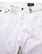 Dolce & Gabbana White Cotton Skinny Mid Waist Denim Jeans