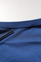 Dolce & Gabbana Blue Silk DG Logo Crew Neck Pullover Sweater