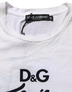 Dolce & Gabbana White D&G is Flowers Print Round Neck T-shirt