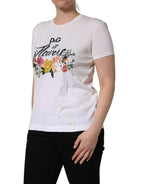 Dolce & Gabbana White D&G is Flowers Print Round Neck T-shirt