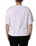 Dolce & Gabbana White Italia Flag Patch Round Neck T-shirt