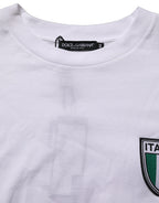 Dolce & Gabbana White Italia Flag Patch Round Neck T-shirt