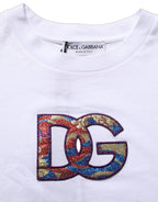 Dolce & Gabbana White Cotton DG Logo Patch Crew Neck T-shirt