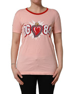Dolce & Gabbana Pink Graphic Print Cotton Crew Neck T-shirt