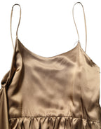 Dodo Bar Or Bronze Toned Satin Fringe Hemmed Shawl Midi Dress
