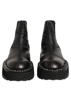 Dolce & Gabbana Black Leather Slip On Chelsea Boots Shoes
