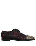 Dolce & Gabbana Black Red Embellished Derby Dress Formal Shoes