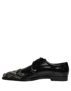 Dolce & Gabbana Black Embellished Men Derby Dress Formal Shoes