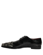 Dolce & Gabbana Black Embellished Derby Dress Formal Shoes