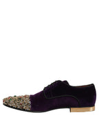 Dolce & Gabbana Violet Suede Embellished Derby Dress Shoes