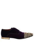 Dolce & Gabbana Violet Suede Embellished Derby Dress Shoes