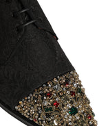 Dolce & Gabbana Black Embellished Men Derby Dress Formal Shoes