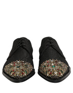 Dolce & Gabbana Black Embellished Men Derby Dress Formal Shoes