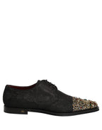 Dolce & Gabbana Black Embellished Men Derby Dress Formal Shoes